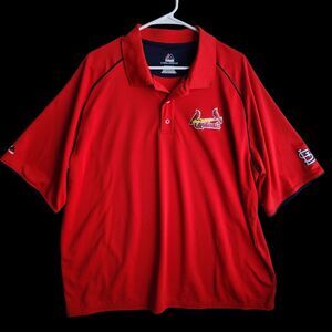 St. Louis Cardinals Polo Shirt 2XL Majestic Cool Base Red Short Sleeve MLB Logo